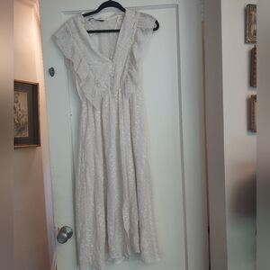 NWT Beautiful Zara Midi White Lacy Dress Size Medium
